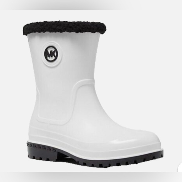 Michael Kors Montaigne Pull-On White-PVC Rain Bootie Boots Size 7 - Picture 2 of 10